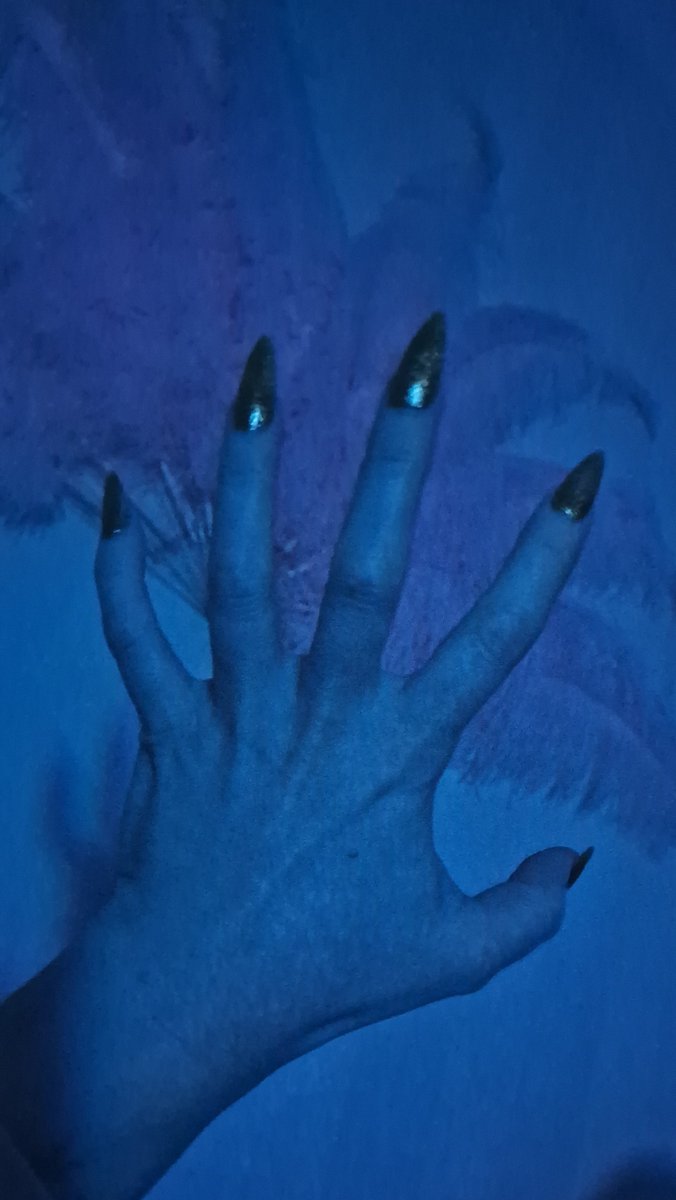 witchands's tweet image. I was aiming for nice girly Christmas nails, but now everything I touch turns to disco hammer horror
