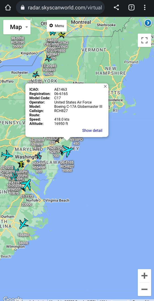 scan_sky's tweet photo. 2 x #USAF RCH Flights Out Of Dover AFB 🇺🇸 & Routing To Germany 🇩🇪
C-17A Globemaster III - 94-0065 - #RCH807 - Routing To Ramstein Air Base 🇩🇪 🇺🇸
C-17A Globemaster III - 06-6165 - #RCH827 - Routing To Spangdahlem Air Base 🇩🇪 🇺🇸 https://t.co/b0DM8ONR4F