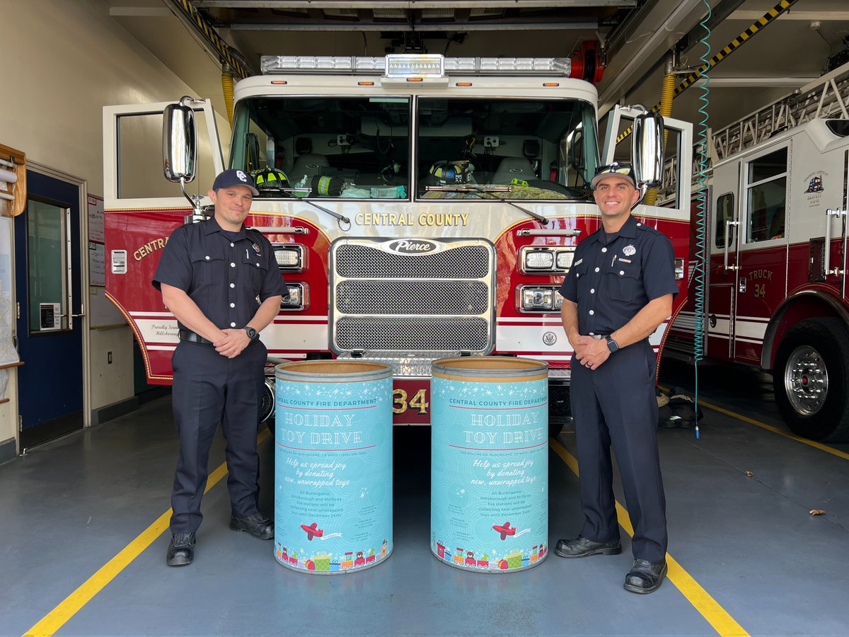 It's #GivingTuesday, it's Giving Tuesday! All Burlingame, Hillsborough and Millbrae Fire Stations are collecting NEW, unwrapped toys for kids of all ages. Let's fill these barrels up, folks...the #CCFD Toy Drive is officially ON! 🧸 ccfdtoydrive.com #ccfdtoydrive #toydrive