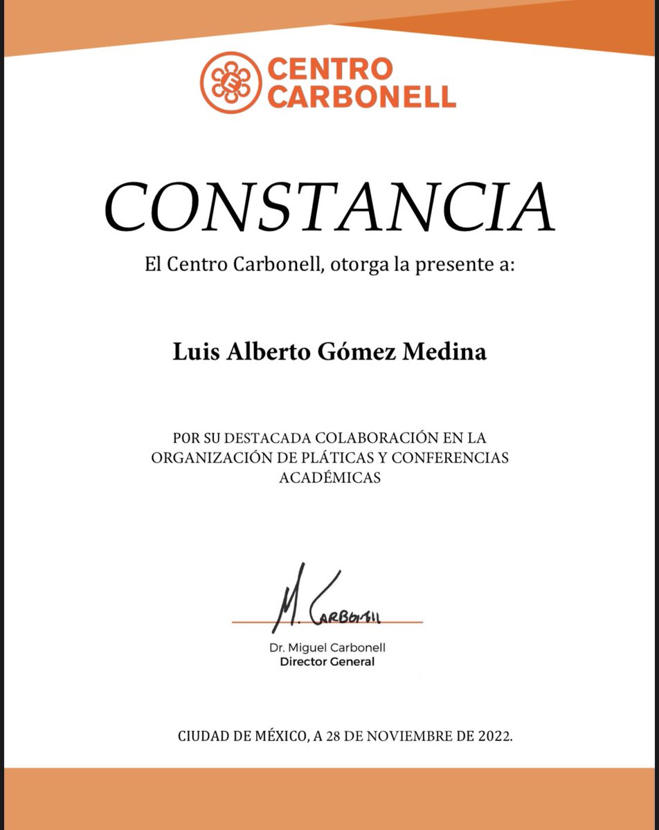 Lagm55's tweet photo. Agradezco al @CentroCarbonell por esté presente; también al Director Dr. @MiguelCarbonell por tomarme en cuenta para la organización de actividades académicas, tanto como al proyecto @CongresoJGT como a mi persona ✅🙏🏻. Estoy tan feliz y agradecido por esto. https://t.co/M6DBjHpsNx
