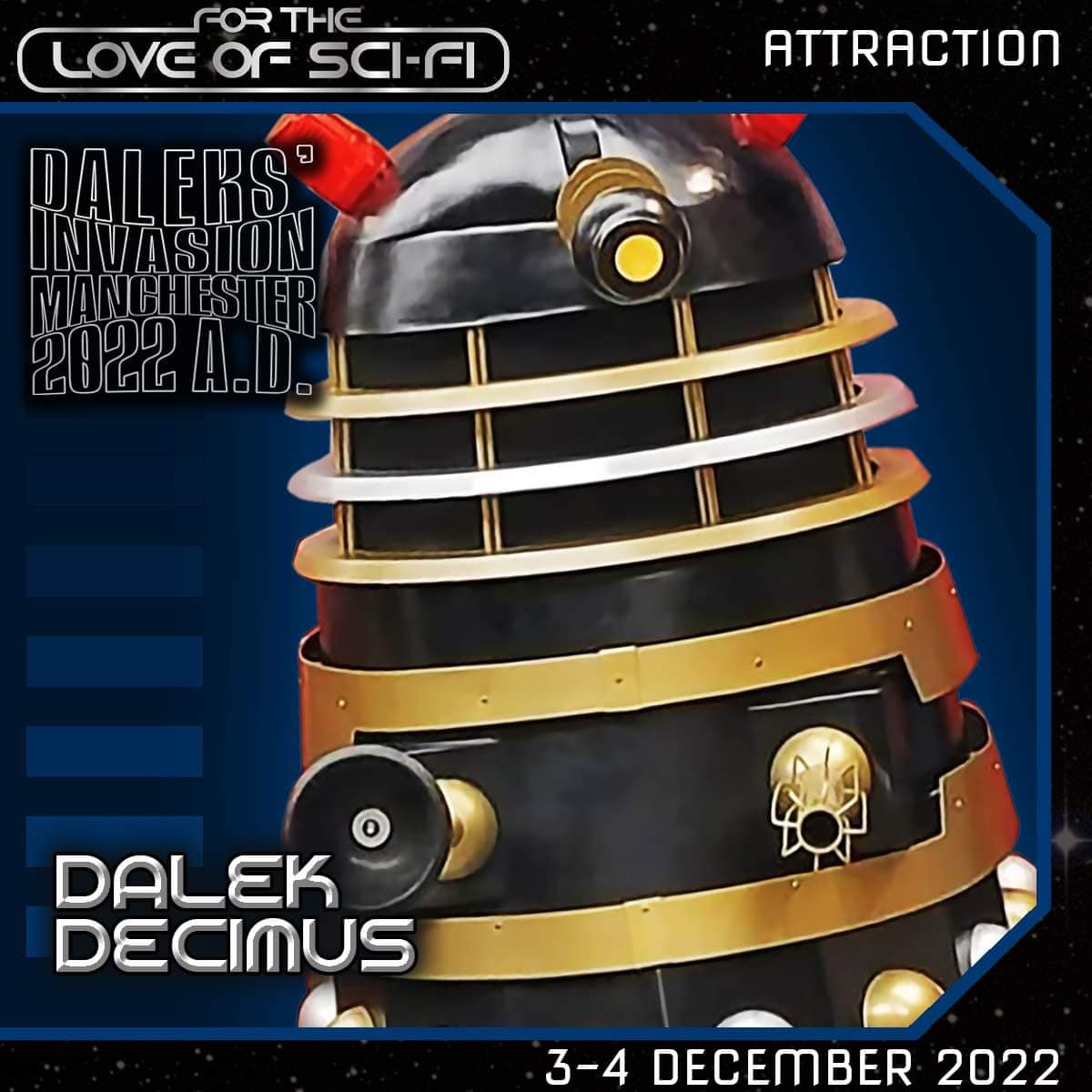 dalekdecimus's tweet photo. For the Love of Sci-Fi 6 and along with Dalek Decimus, Dalek Drax, Dalek Two Zero, Dalek Alan and Roboman Zero Five Five, will be at the Project Dalek area.
#dalekdecimus #dalekdrax #dalektwozero #dalekalan
#robomanzerofivefive #roboman055
#projectdalek
#fortheloveofscifi https://t.co/0LRLcp8kVZ