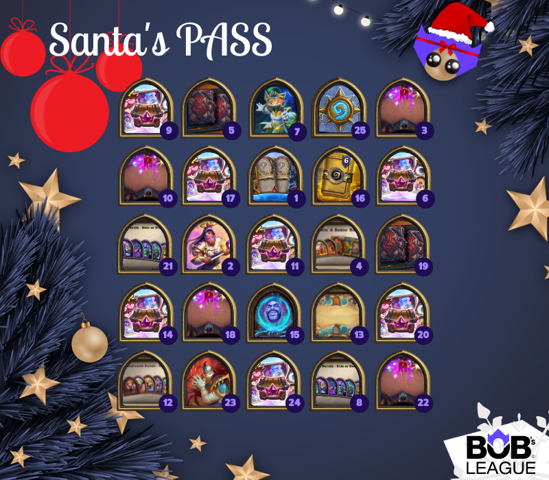 Bobs_League's tweet photo. We hope you will spend Christmas Eve with your loved ones, we are sure you deserve it.

And to make this day even more magical a new gift

Here's how to enter 👇
- RT + Like 
- Follow @PlayHearthstone and @Bobs_League 

T+Cs https://t.co/yH5nKmuTJu

#SantasPass https://t.co/upEh3bgkoj
