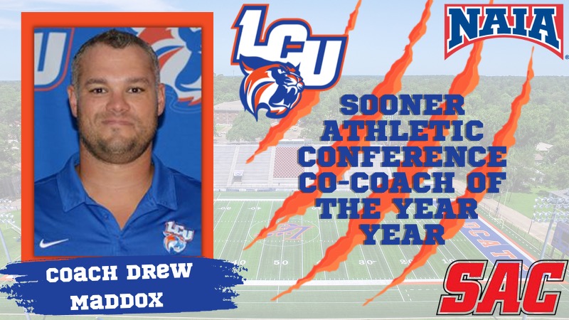 COACH DREW MADDOX WINS SOONER ATHLETIC CONFERENCE CO-COACH OF THE YEAR AWARD
#ClawsUp <a href="/NAIAFBALL/">NAIAFBALL</a> <a href="/LCU_Wildcats/">Louisiana Christian University Wildcats</a> <a href="/LC_University/">Louisiana Christian University</a> 
<a href="/Sooner_Athletic/">The Sooner Athletic Conference</a> <a href="/KALBSports/">KALB Sports</a>