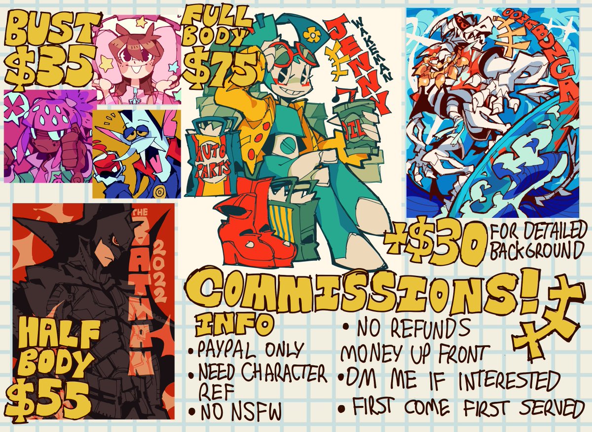 opening commissions again! dm if interested, 4 slots, paypal only 