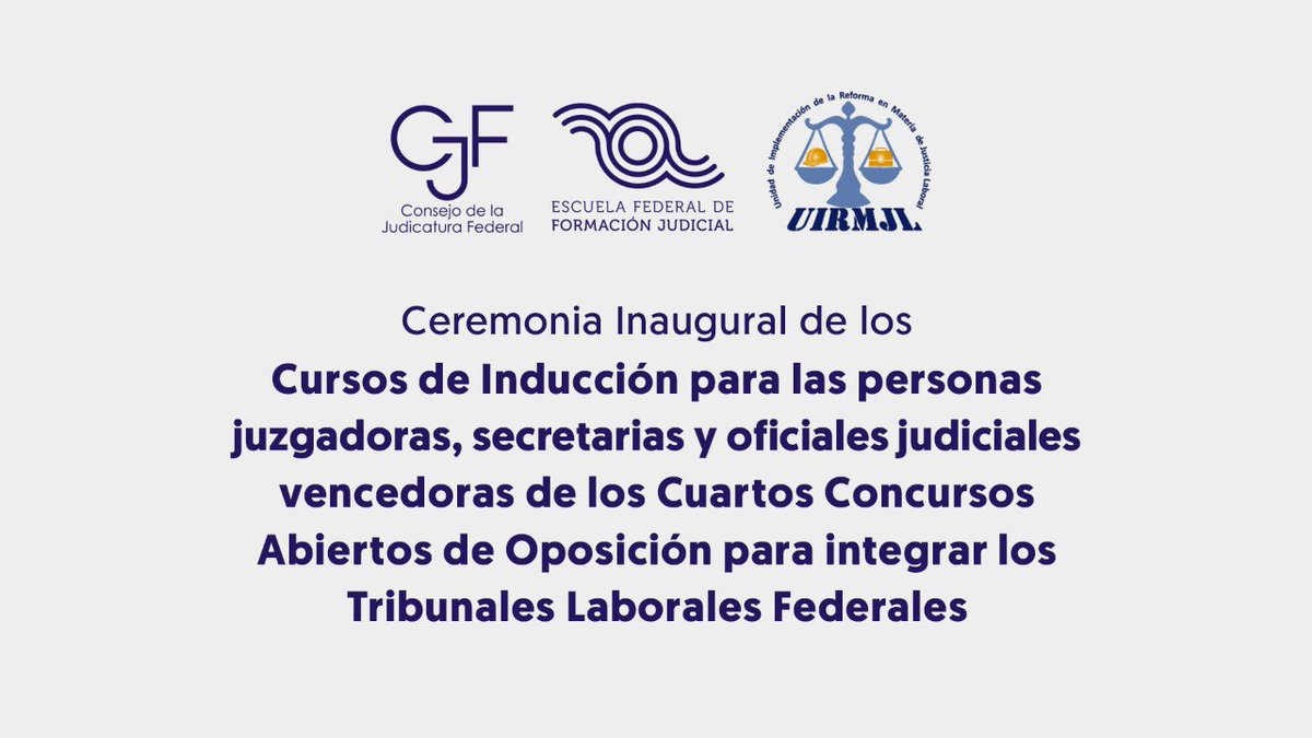 ENFJ_mx's tweet photo. Con la participación del Consejero del @CJF_Mx @AlejandroGonzBe, del Dr. @ArBaZu, director general de la #EscuelaJudicial y del Mtro. Héctor Paniagua, titular de la #UIRMJL, inauguramos los cursos de inducción para las personas que integrarán Tribunales Laborales Federales. https://t.co/Ix90bxddSp