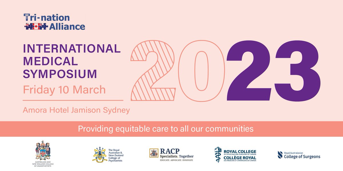 Save the date - Tri-nation Alliance International Medical Symposium (IMS) - March 2023

IMS is an annual event that reinforces the strong historical relationship between medical professions from Canada, New Zealand and Australia.

More  - bit.ly/3WX6ul7