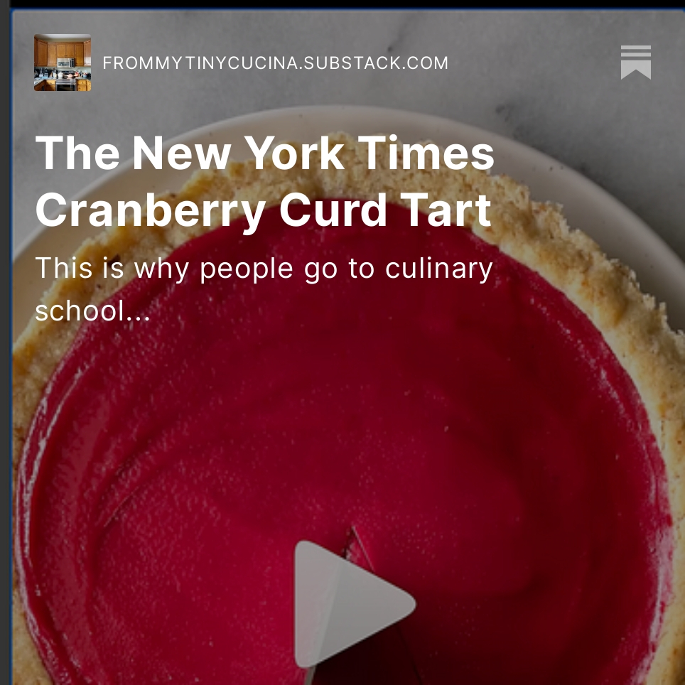 Carla_A's tweet photo. I tackled the @nytcooking Cranberry Curd Tart for Thanksgiving and it was glorious. It's also the topic of my first Substack article. Subscribe to my newsletter for weekly updates.
https://t.co/zrr7zMqhbC https://t.co/r1X3Udea11