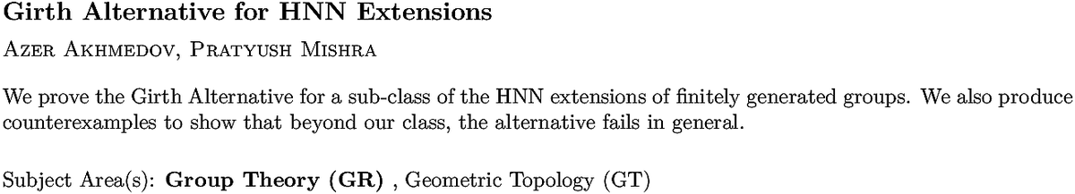 arxiv.org/abs/2211.13326…
A Akhmedov, P Mishra
Girth Alternative for HNN Extensions