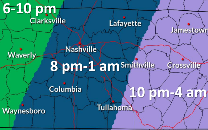 Approximate timing for severe weather threat 11/29