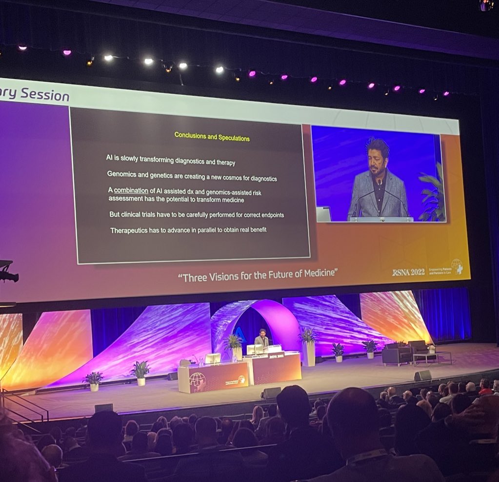 AronsonLuke's tweet photo. @DrSidMukherjee hosted a fantastic plenary session today at #RSNA22 !! https://t.co/tr4elTKIod