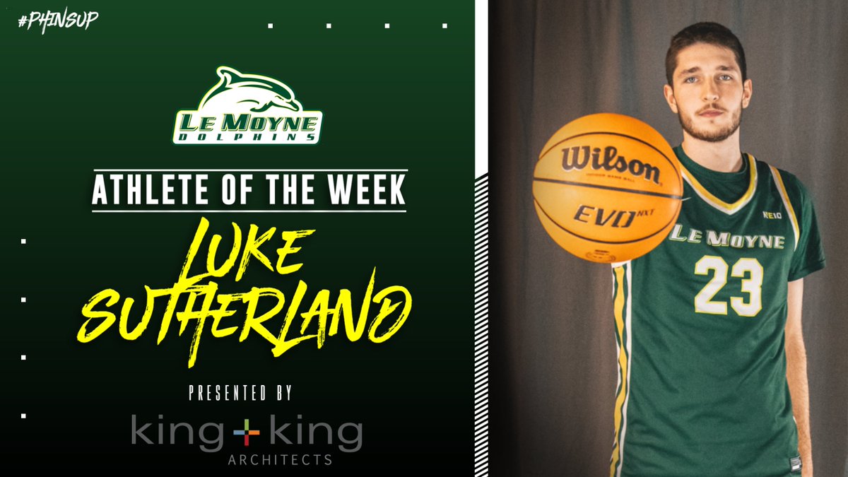 Luke Sutherland (<a href="/LeMoyneMBB/">Le Moyne College Men's Basketball</a>) named Le Moyne College Athlete of the Week, presented by King + King Architects! #PhinsUp 

lemoynedolphins.com/news/2022/11/2…