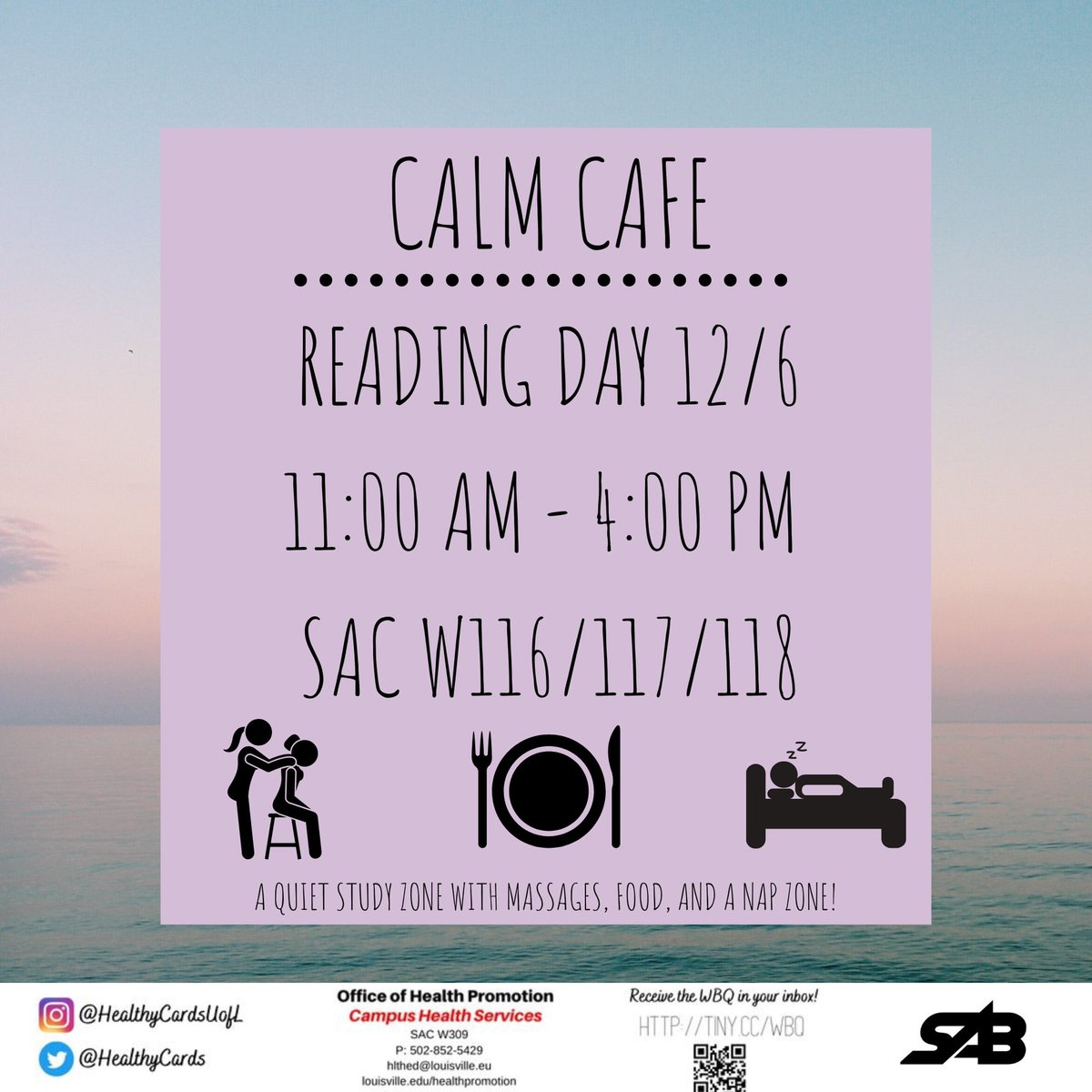 HealthyCards's tweet photo. Are you stressing about finals? Fear not, we have you covered! Mark your calendars for the Calm Cafe on December 6th! See you there!! 🗓 https://t.co/r8sgbxN3SZ