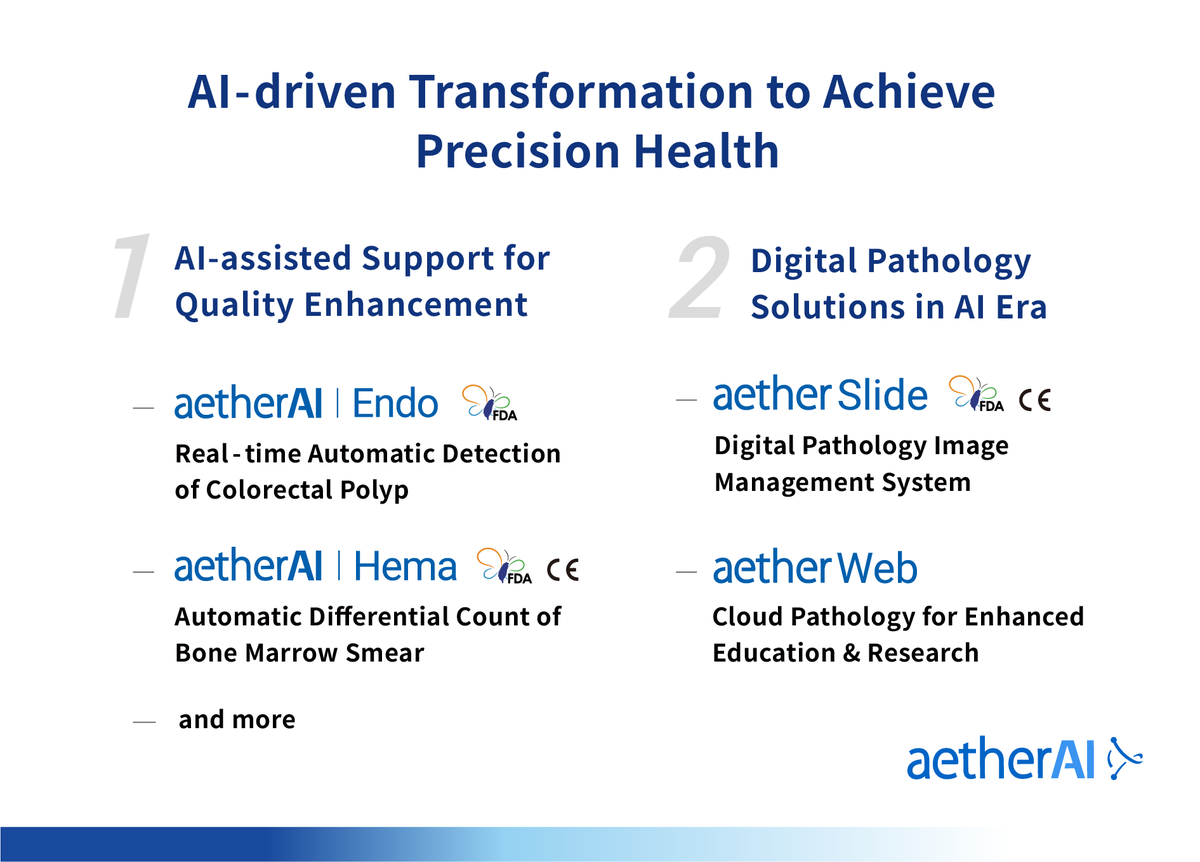 aetherAI_tw's tweet photo. @ExpoHealthcare  Proud to showcase solutions as AI-assisted support for quality enhancement and digital pathology in AI era, driving to achieve precision health. We’d love to share successful stories, and the breakthrough technology, Gigapixel AI for more efficient AI training. https://t.co/kEztsAOpBE