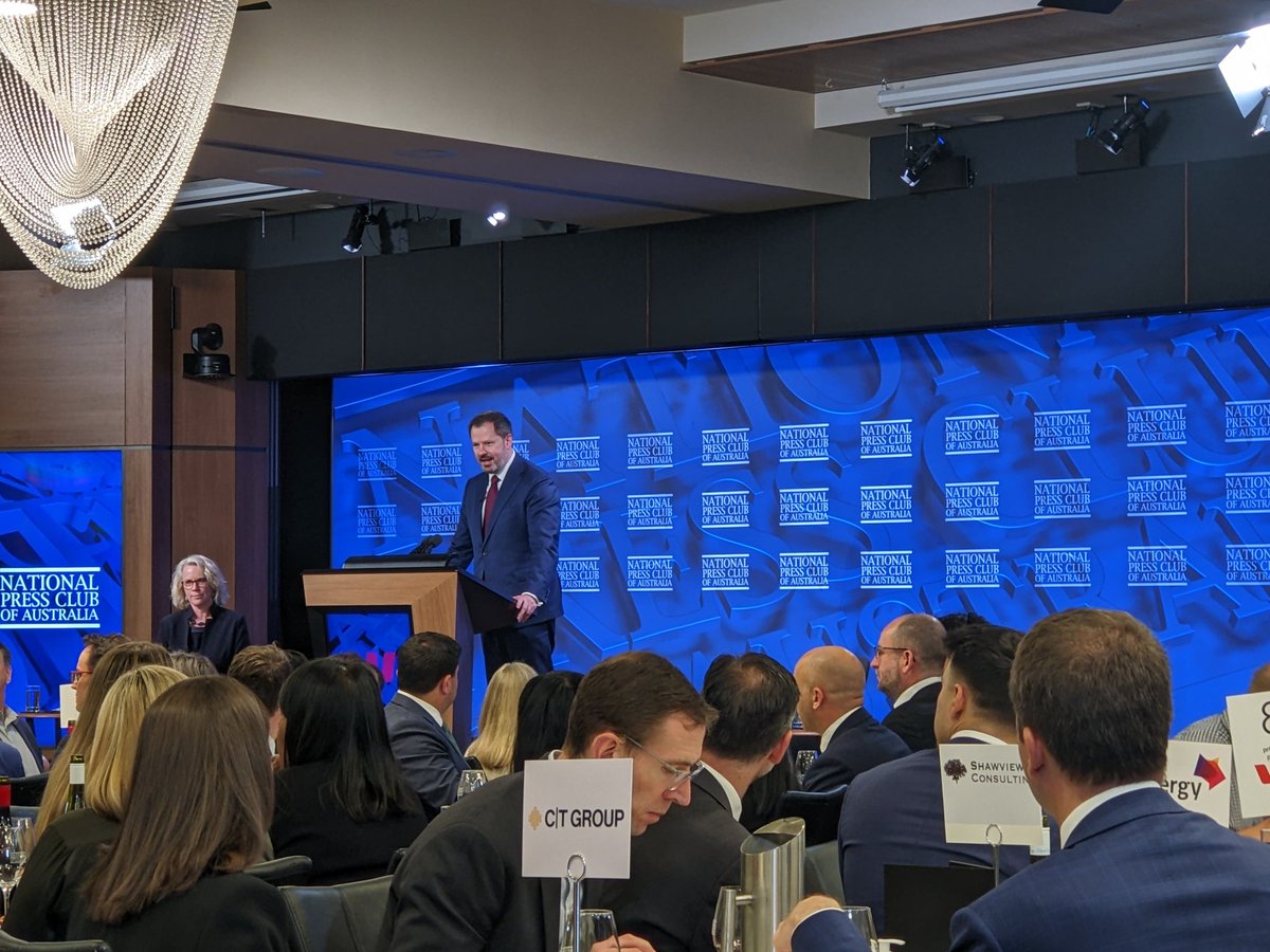 ATSE_au's tweet photo. And we're off! Science and Industry Minister Ed Husic opening his @PressClubAust speech with a shout out to @ATSE_au @Kylie_Walker1 and our expert #Fellowship. 900 of Australia's best #engineers #appliedscientists and #technologists https://t.co/ZaTUsB3bhG