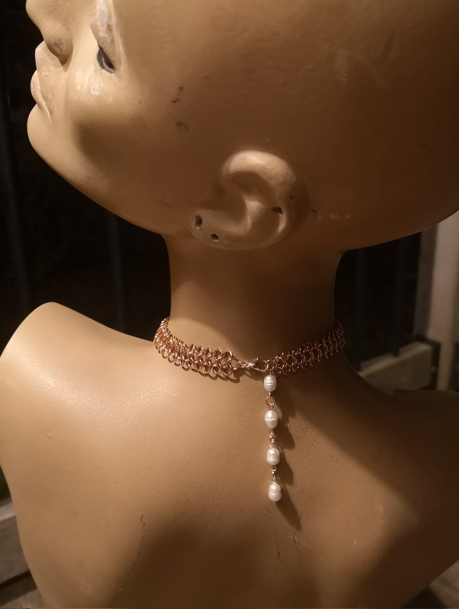 slightly modified rose gold chainmail collar commission I just finished