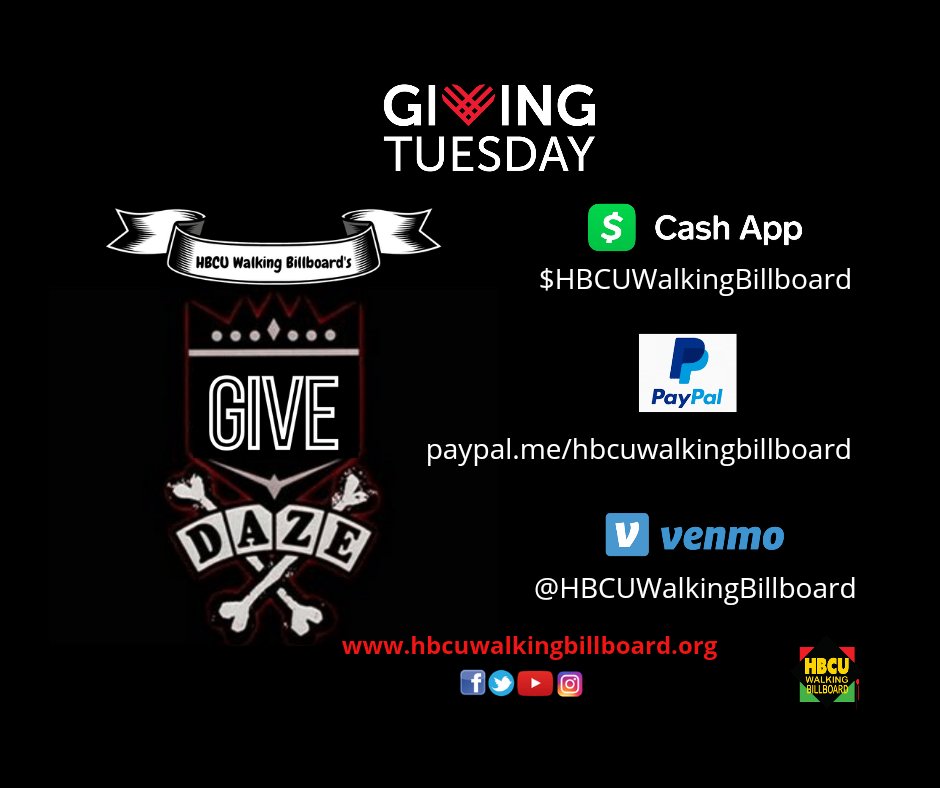 HbcuWalking's tweet photo. Here are other ways to donate 🥰
#GivingTuesday #HBCUWALKINGBILLBOARD https://t.co/N0jMKyfhJS