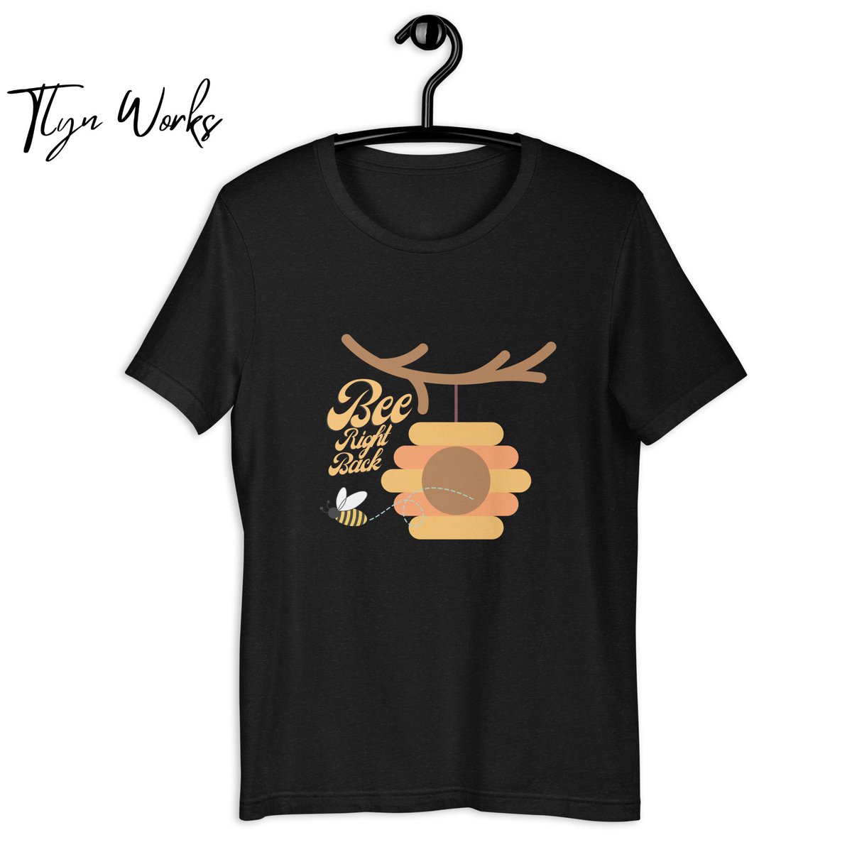 Bee Right Back the perfect t-shirt to complement an everyday, laid-back look.
More details on our Etsy. 
cutt.ly/C1b6Mj8

#EtsySeller #etsyshop #tshirts #PrintOnDemand #Unisex #BRB