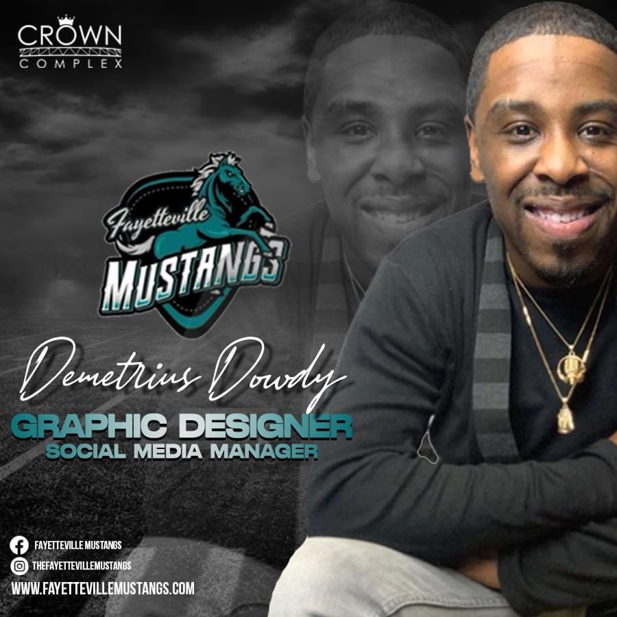 MustangsNAL's tweet photo. We The Fayetteville Mustangs are excited to announce our new Graphic Designer / Social Media Manager Mr. Demetrius Dowdy
#WelcomeToTheStable | #FayettevilleNC https://t.co/P2R9ucxq91