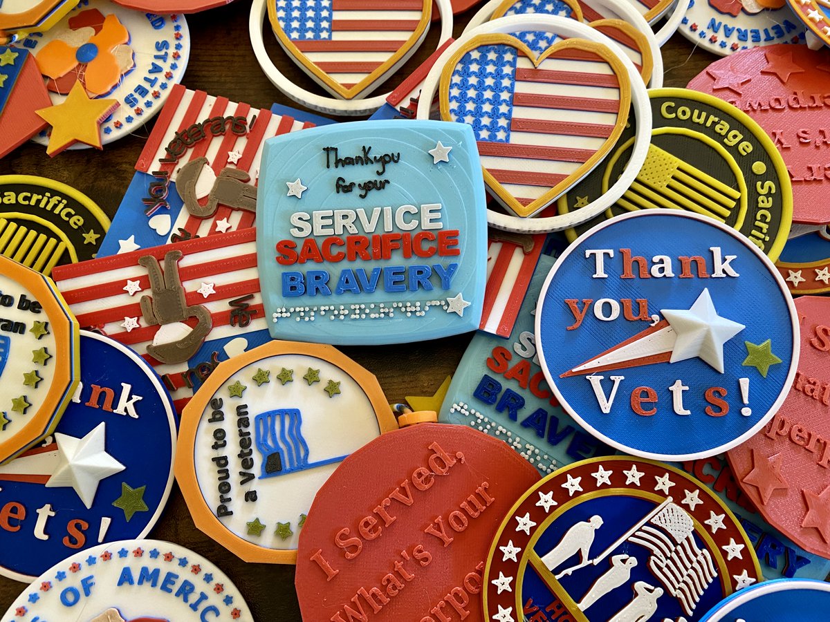 Love these pins that students made in <a href="/tinkercad/">Tinkercad</a> for veterans, and I can't wait to see more! 4th-12th grade students can flex their #3D skills and share gratitude for U.S. veterans with the <a href="/USAEOP/">U.S. AEOP</a> "We❤️Veterans" Pin Design Challenge. Enter by Dec 14 at: futureengineers.org/weheartveterans