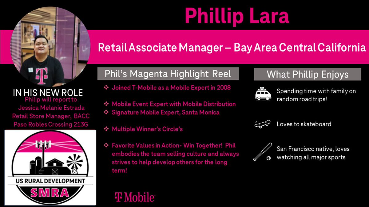 Today I am beyond proud to have the honor of celebrating <a href="/bpmangenta/">Bpmangenta</a> for his promotion to Retail Associate Manager! #SMRA #BACC #CentralCoast #PasoRoblesCrossing213G @JT_smrYAY @OrlandoSMRA