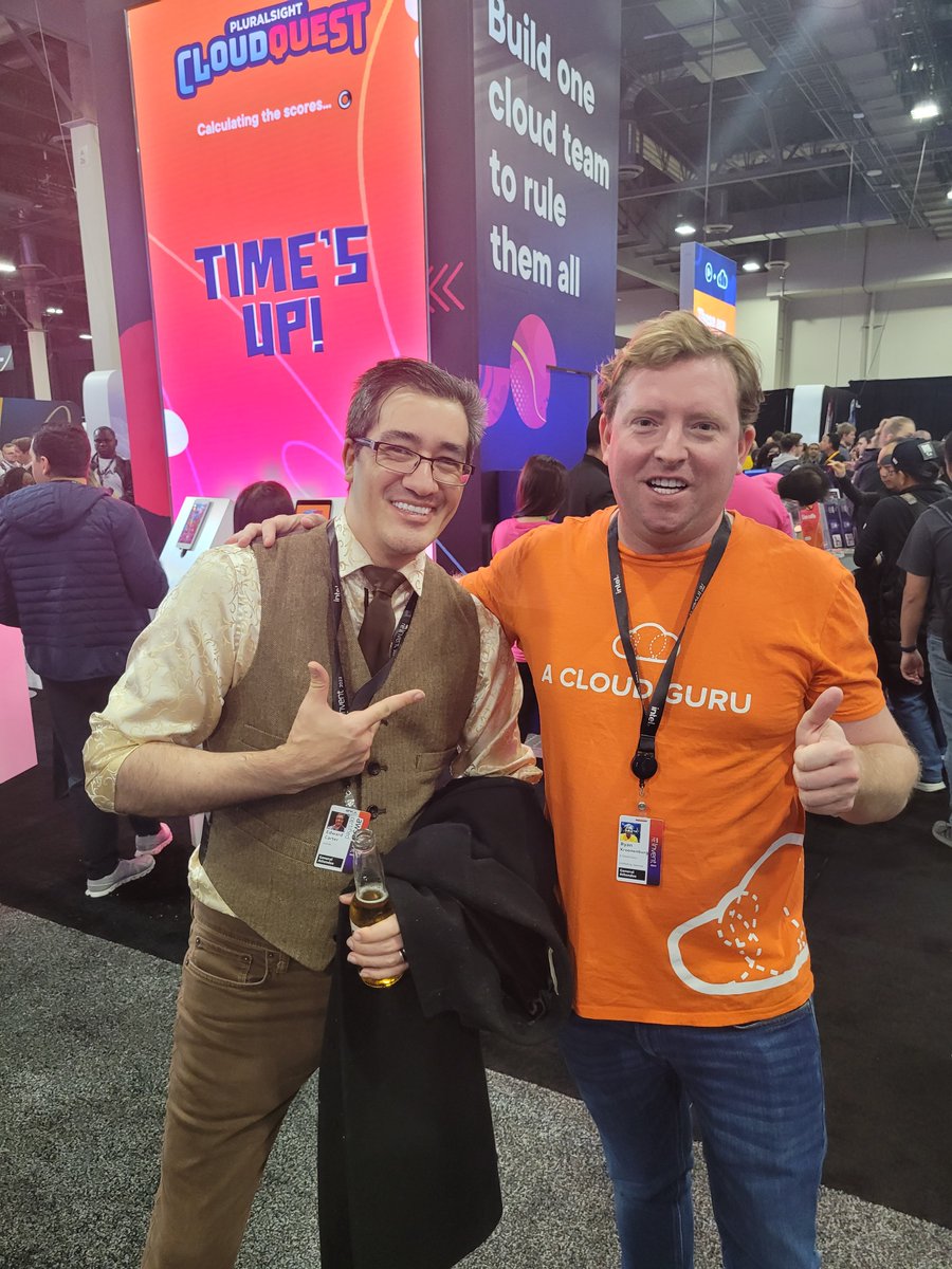 NoriCarter's tweet photo. @acloudguru Mission accomplished. AWS hero met, cert acquired, and picture taken. Thanks @acloudguru !!! https://t.co/GUNWVCATTD