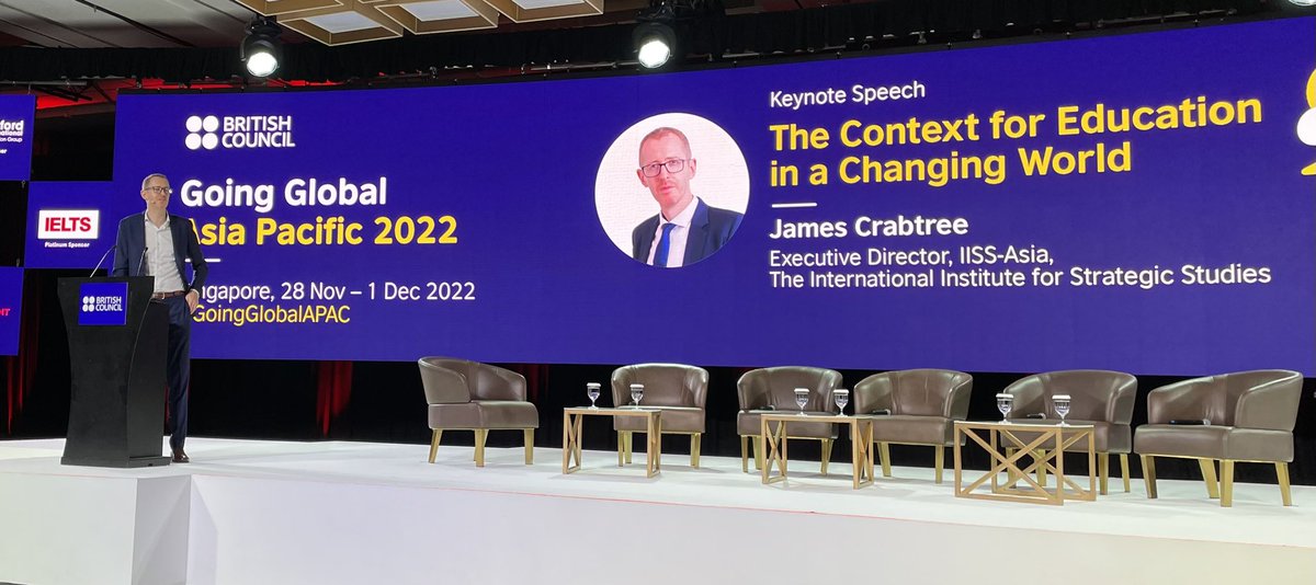 albarrett09's tweet photo. Keynote speech from @jamescrabtree at #GoingGlobalAPAC emphasising changing nature of HE / research collaboration in modern world and the opportunities this may create for more multilateral partnerships and engagement. https://t.co/fJH8qBpiq5