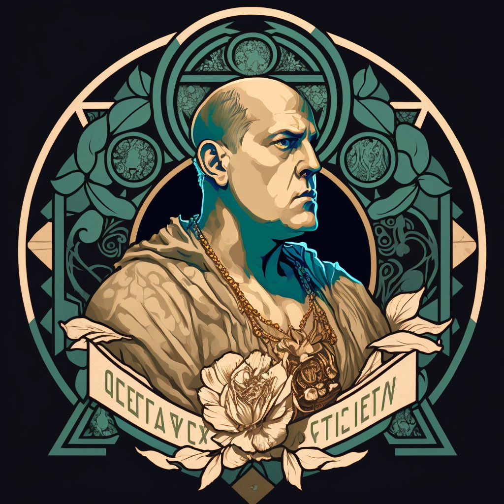 FromtheAbyss93's tweet photo. Aleister Crowley in Mucha style #thelema https://t.co/p6SaSaD06x