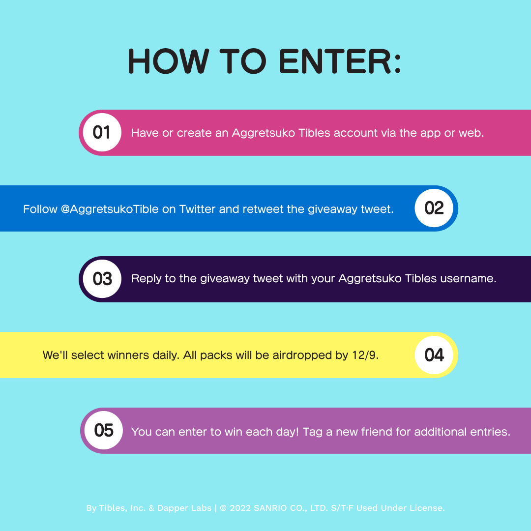 AggretsukoTible's tweet photo. Cyber Week Giveaway! Win a Retsuko &amp; Friends Part 2 Pack!

How to enter:
⚡️ Follow @AggretsukoTible and RT this tweet
⚡️ Reply to this tweet with your Aggretsuko Tibles username. New? Create one here: https://t.co/plNLouXgGh
⚡️ For an extra entry, tag a friend!

LET'S RAGE! https://t.co/Bd8a6swMMr