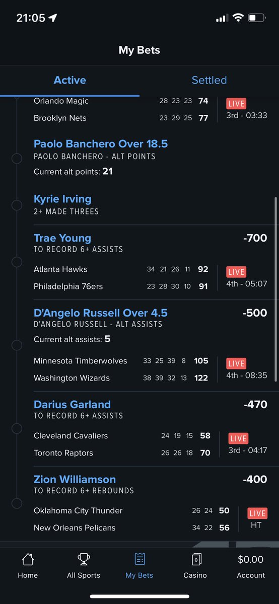 Kfinz09's tweet photo. @TheParlayPlug Add a few to it, Zion got 5 at half 🤞🏼👀🤑 https://t.co/tPDt95JkEy