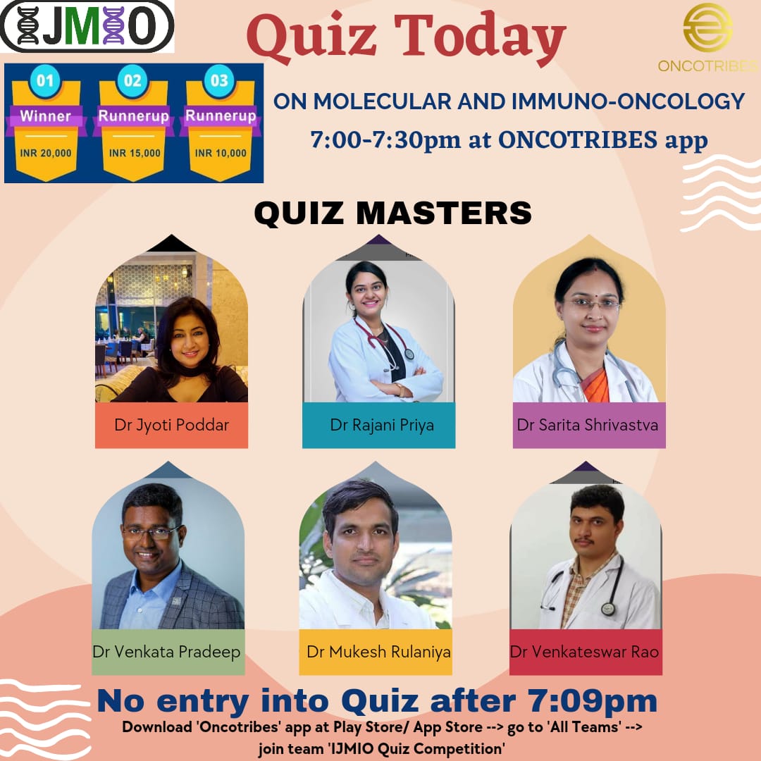 DrJyothi6's tweet photo. Quiz on Molecular and Immunooncology Today - only for Oncology community. Download Oncotribes app (available in Google Play Store/ App Store or at https://t.co/Kzw7hIU6LD) https://t.co/UPO75mSxJ9