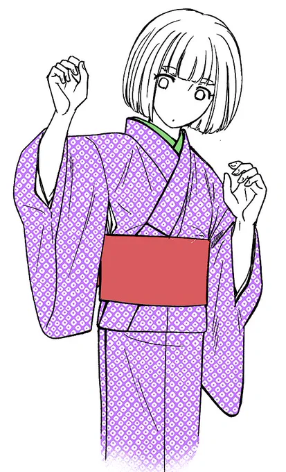 鹿の子柄 #女の子 #着物 #和服「鹿の子(疋田)模様」素材を手描きで作ってみたけど結構大変だった…そして紫色にすると思った以上に桔梗信玄餅w  