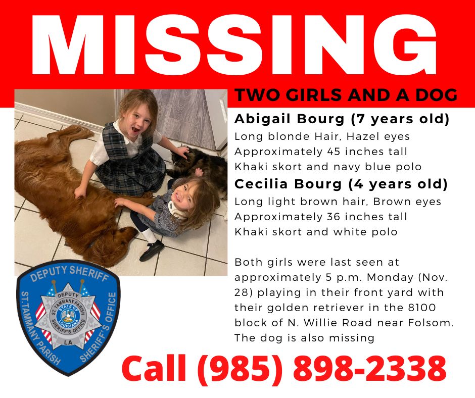 lamarbourgeois's tweet photo. DEVELOPING: St. Tammany Sheriff's Office searching for missing girls, dog near Folsom. @WWLTV https://t.co/7d2NscoCtO