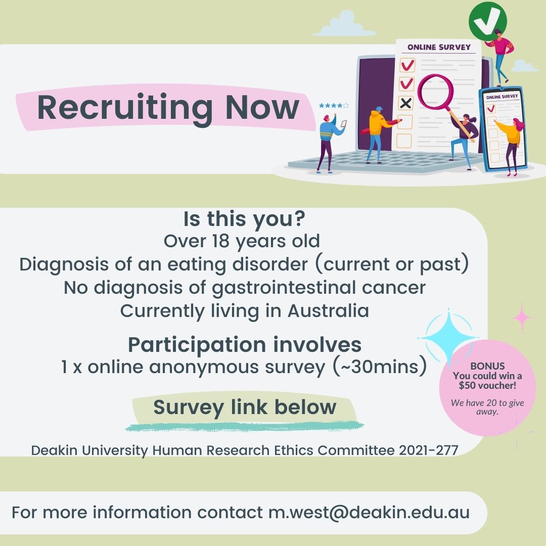 And just like that my final #PhD study is live for data collection! Please share far and wide so we can learn more about the impact of #gastrointestinal symptoms on individuals living with an eating disorder. If you're eligible: tinyurl.com/IGI-EDStudy