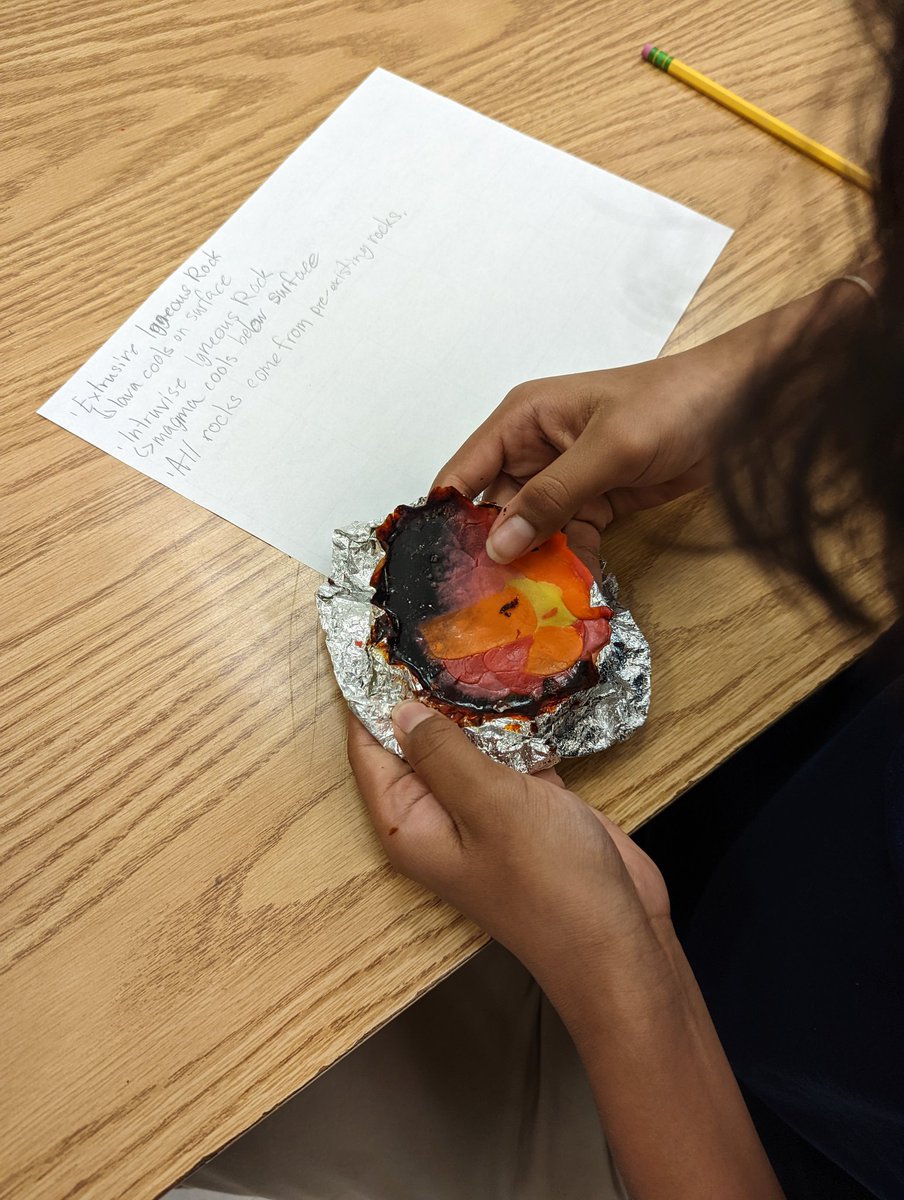 MrsKomal3's tweet photo. Students got to model the rock cycle using starburst and an analogy table! #komalscience #7thgradescience #FISScience https://t.co/mxcETcj73i