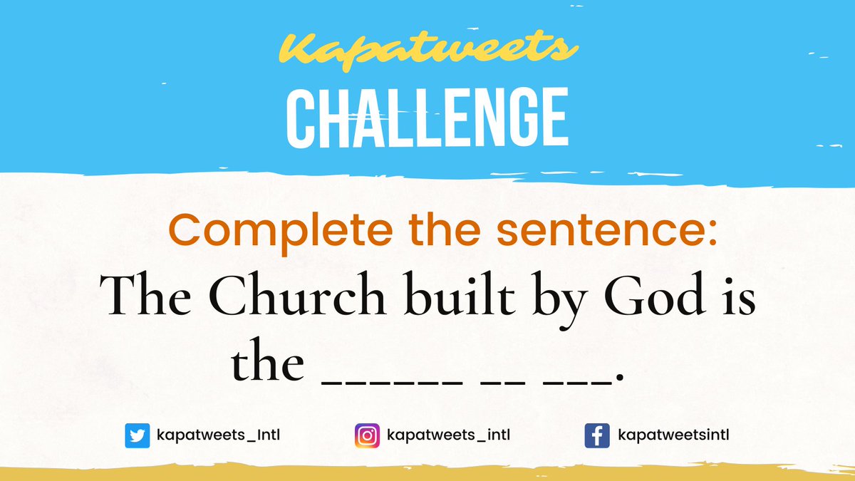 Kapatweets_Intl's tweet photo. Complete the sentence, Kapatweets!

Tweet or quote-tweet your answers with our tagline and hashtag:
Accepting Christ and His Words
#PureDoctrinesOfChrist https://t.co/ridnwjd2hP