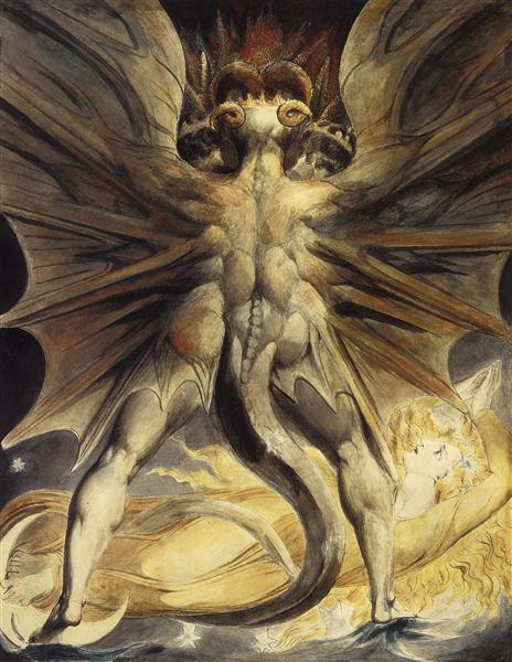 artbot__'s tweet photo. The Red Dragon and the Woman Clothed with the Sun 
 -1805, William Blake 
 #art #aesthetic #paintings #williamblake https://t.co/NRdQn3yH4r