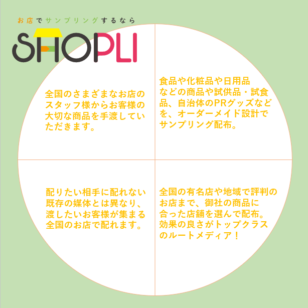 SHOPLI092's tweet photo. 配布する店舗を全国から選べるから、ターゲットが集まる場所でピンポイントにアピールできます☺
商品イメージに合うお店だけに絞ることもできるので世界観を守って販促♪
#ルートサンプリング
#サンプリング
#SHOPLI
#ショプリ
https://t.co/nyOKRi3R8C https://t.co/6eaoG5OP0x