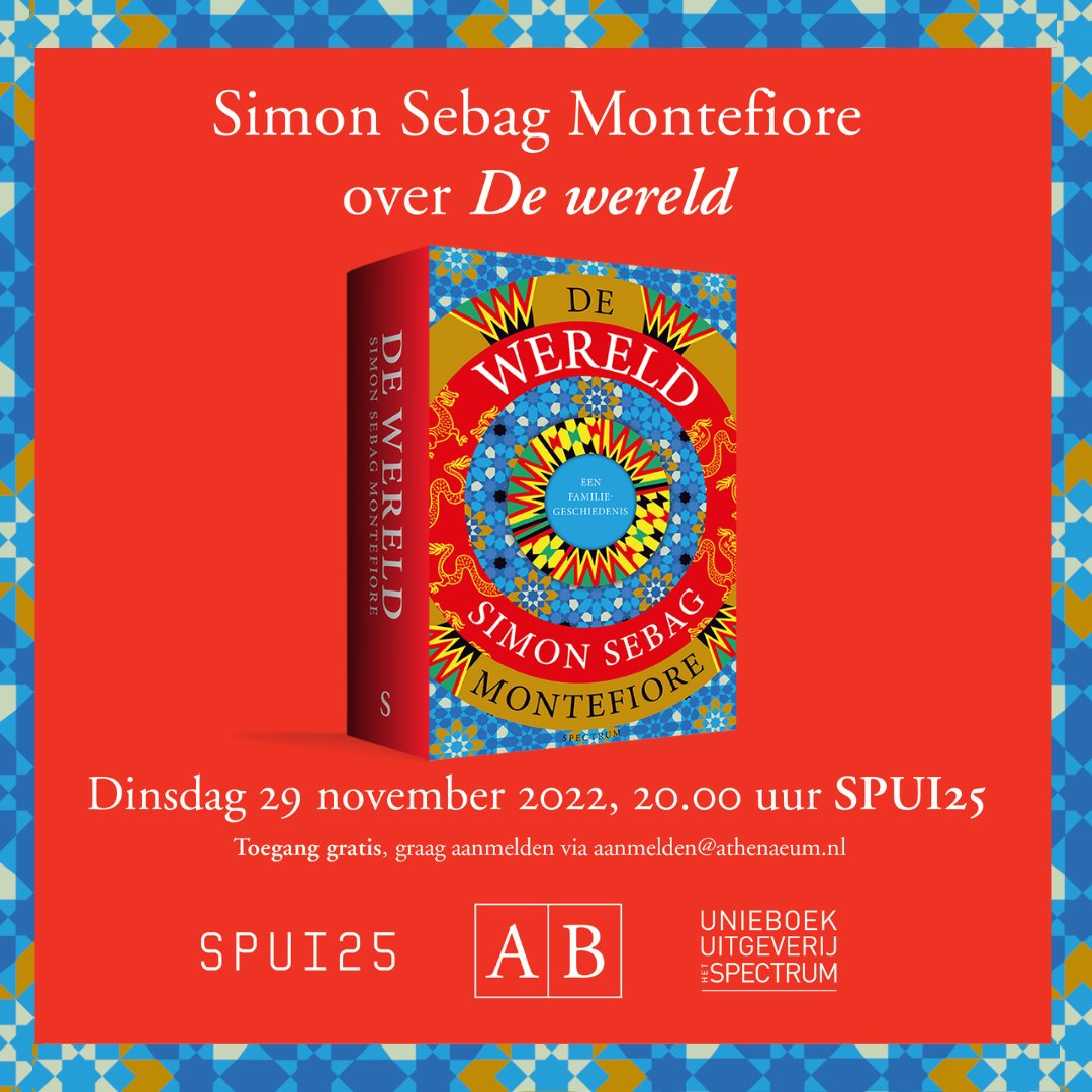 UitgeverijUBHS's tweet photo. Vanavond in @SPUI25: @simonmontefiore over zijn nieuwe boek "De wereld". Aanmelden kan nog via aanmelden@athenaeum.nl. De toegang is gratis #DeWereld
In samenwerking met @Athenaeum https://t.co/zMIps4umtR