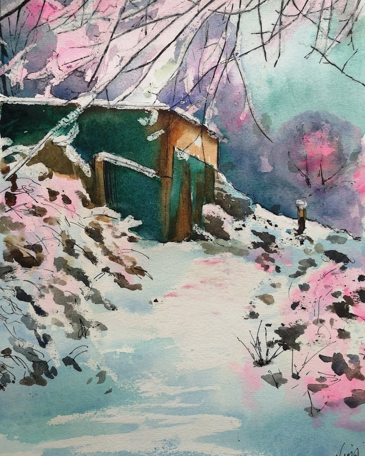 NinaCamplin's tweet photo. 'Snow Barn'
Watercolour on watercolour paper
29cm  x 21cm (unframed)

One of my paintings currently on display at Studio 40 Contemporary Art Centre, Neath https://t.co/UiUxAvttM3