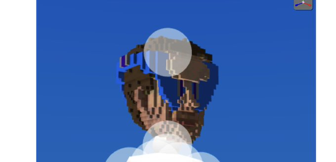cryptovoxels_2's tweet photo. Vitalik wearing a pair of blue speedos over his head makes a pretty good imitation pair of sunglasses. https://t.co/ZrAe9qvFvJ