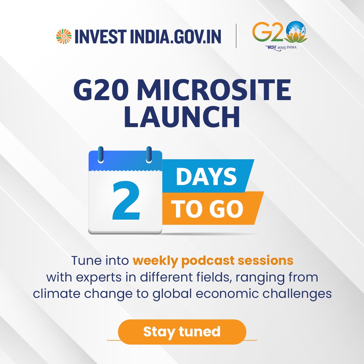 investindia's tweet photo. #InvestInIndia

The weekly podcast sessions with experts on the G20 microsite will provide people with an exciting opportunity to be a part of the solution!

Visit: https://t.co/Ol7eJyJQtf

#G20Summit #G20India #G20Summit2023 #OneEarthOnehome #YourGuideToG20 https://t.co/B0iCZ4cTz6