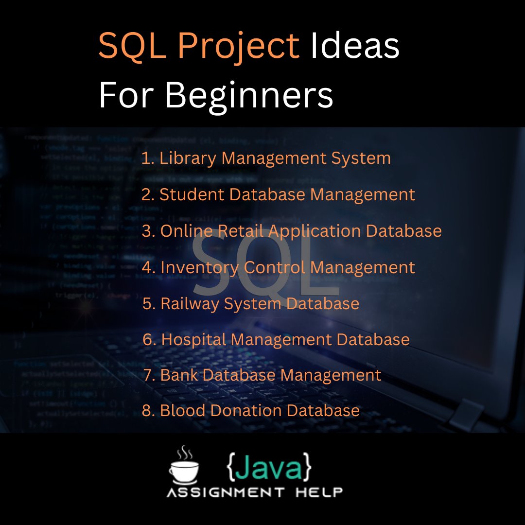 assignment_java's tweet image. Are you looking for SQL project ideas for beginners? Do you want to do a project with SQL? Do you want to be an expert in SQL? Are you improving your SQL skills through projects?

SQL Projects ideas... in detail👇
javaassignmenthelp.com/blog/sql-proje…

#sqlprojects #sqlbeginnerprojects