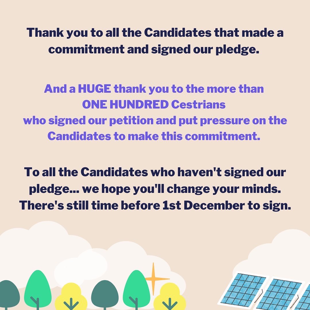 More than 100 Cestrians asked the Candidates in this by-election to pledge to keep people warm this winter 🏠⁣
⁣
We’re pleased to say 5 out of the 9 candidates signed our pledge 🙌⁣
⁣
We hope the remaining 4 will see how important this issue is to Chester before 1st December