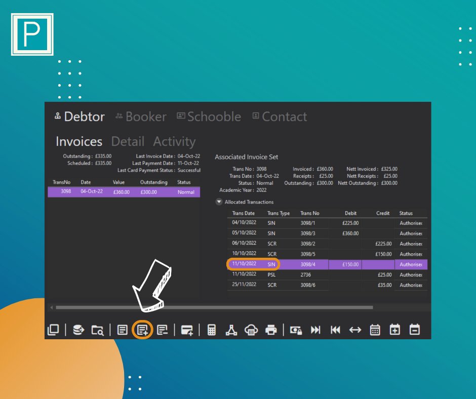 ParitorSoftware's tweet image. Tip Tuesday 🔎
Debit Adjustments. 
Credit added by mistake? You can update update the ledger easily. Click on the Invoice and then the related transaction. Next select the Debit Adjustment icon from the bottom, enter the adjustment value and save!
#tuitionadministrationsoftware