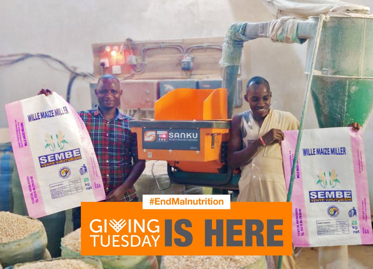 SankuAfrica's tweet photo. #GivingTuesday2022 is finally here! A great day to support those who need it most.

Help us turn more millers into #FlourHeroes and improve thousands of lives.

Give now: https://t.co/lhH6XDr1T5

#SupportSanku #EndHiddenHunger #EndMalnutrition https://t.co/zivyFrSKZX