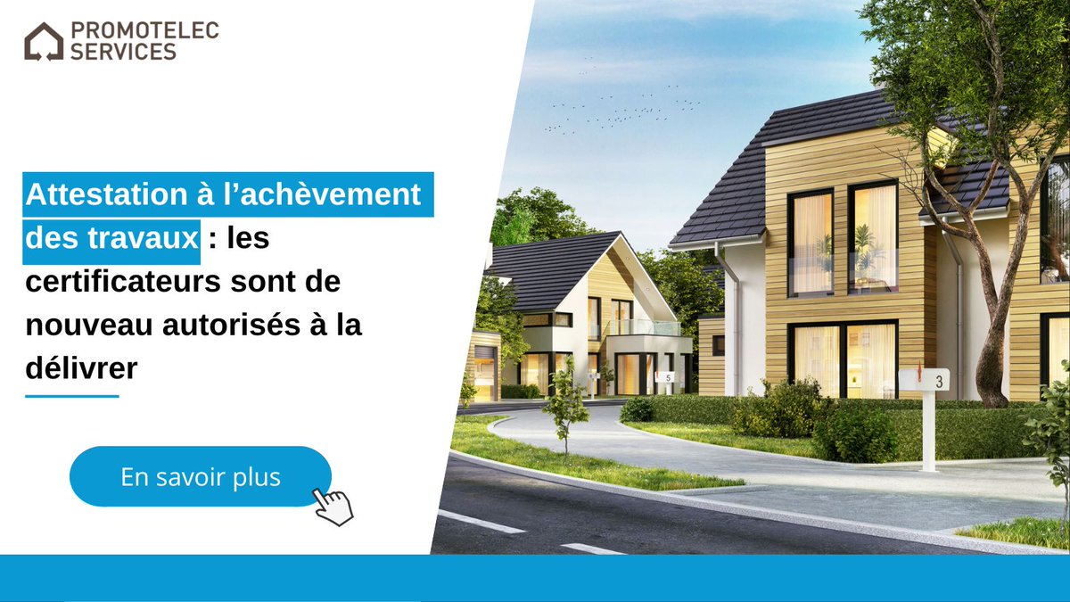 [Certifications]
📢 Avec notre certification Habitat Neuf, vous avez la possibilité de demander, conjointement à votre demande de certification, la réalisation de l'Attestation de fin de travaux (AP2E).

bit.ly/3F8JTeq

#attestationfindetravaux #RE2020 #AP2E #DPE