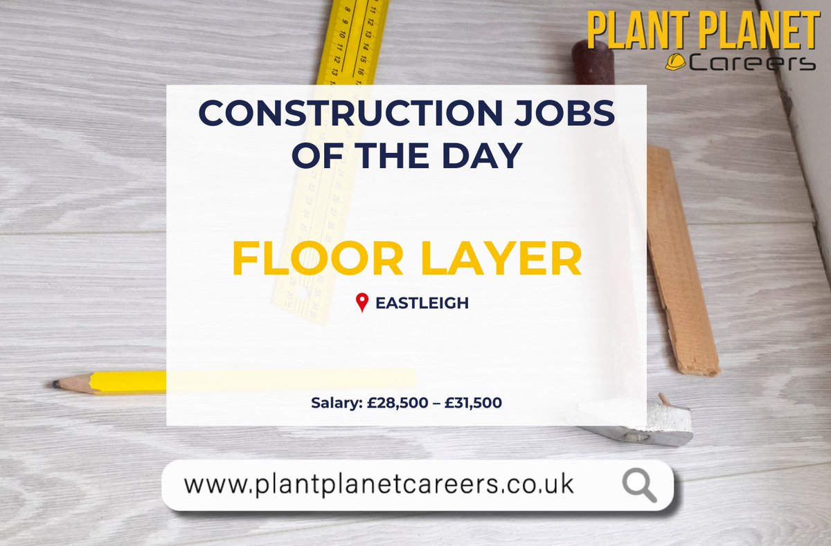PPCareers's tweet photo. New Job Alert!🛠️

A well established maintenance contractor require a #FloorLayer to carry out planned work within Void housing properties!

👷Floor Layer
🗺️#Eastleigh
💷£28.5k - £31.5k

See Plant Planet Careers &amp; apply today!⬇
https://t.co/Tk0639VM0n

#ConstructionJobs https://t.co/nCFNNsVr1S