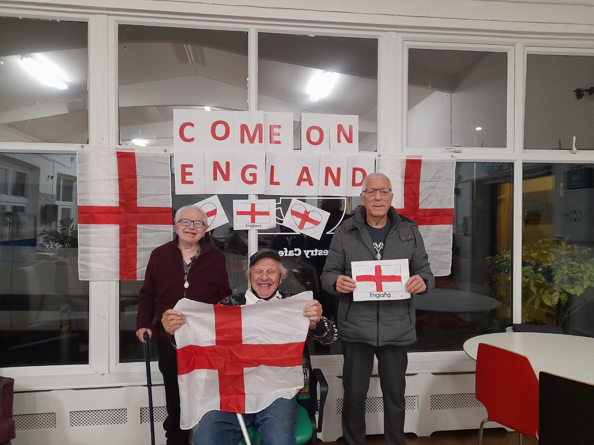 TapestryCare's tweet photo. Our lovely clients, most of who have dementia cheering on England for tonight's game! 

Come on, England!

It's coming home!

#dementiacare #comeonengland #itscominghome #lions #englandgame #football #worldcup2022

@England @alzheimerssoc @HaveringDaily @AlzResearchUK https://t.co/WyhjmPkvxI