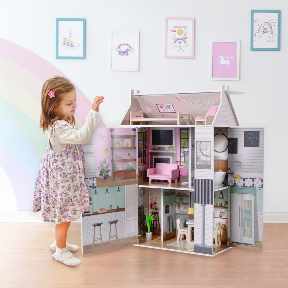 Isn't it cool? #Building #Dollhouse #Shelf #Purple #House #Pink #Smile #Floor #Pictureframe #Shelving