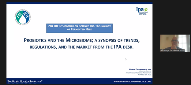 #HappeningNow. The 7th IDF Symposium on Science and Technology of Fermented Milk kicks off with our first speaker, Mr Georgios Paraskevakos on "Probiotics and the Microbiome; a synopsis of trends, regulations, and the market from the IPA desk"